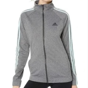 Adidas Women's Gray Mint Green Full Zip Tricot Track‎ Jacket Sz. M